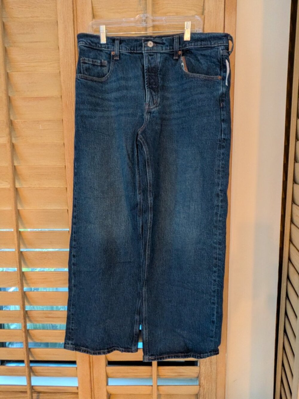 NEW Old Navy Jeans Womens 10 Blue Slouchy Straight High Rise Barrel Wide Leg